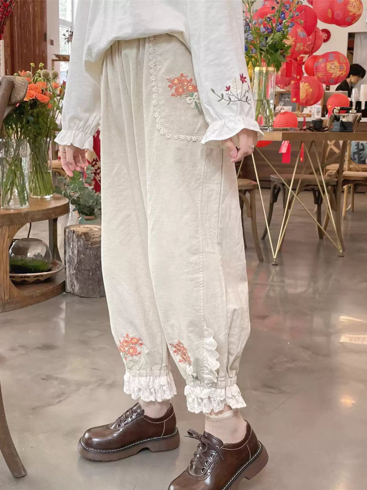 Flower Shop Blossom Cropped Pants-Bottoms-ntbhshop