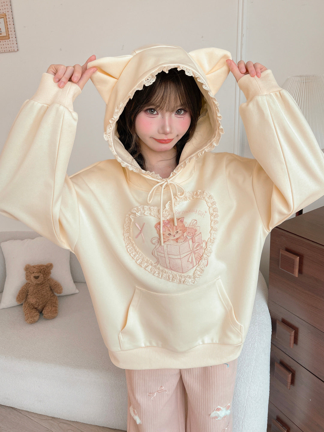 Birthday Kitty Ear Hoodie-Tops-ntbhshop