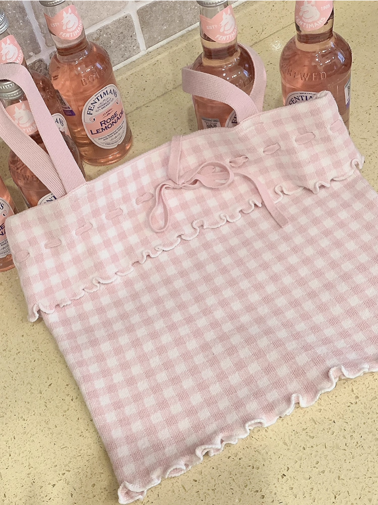 Pastel Plaid Knit Camisoles-ntbhshop