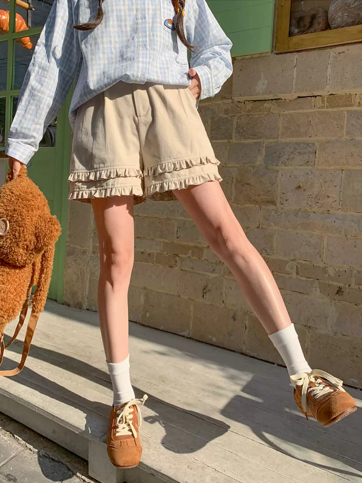 Milk Ruffle Cotton Shorts-Bottoms-ntbhshop