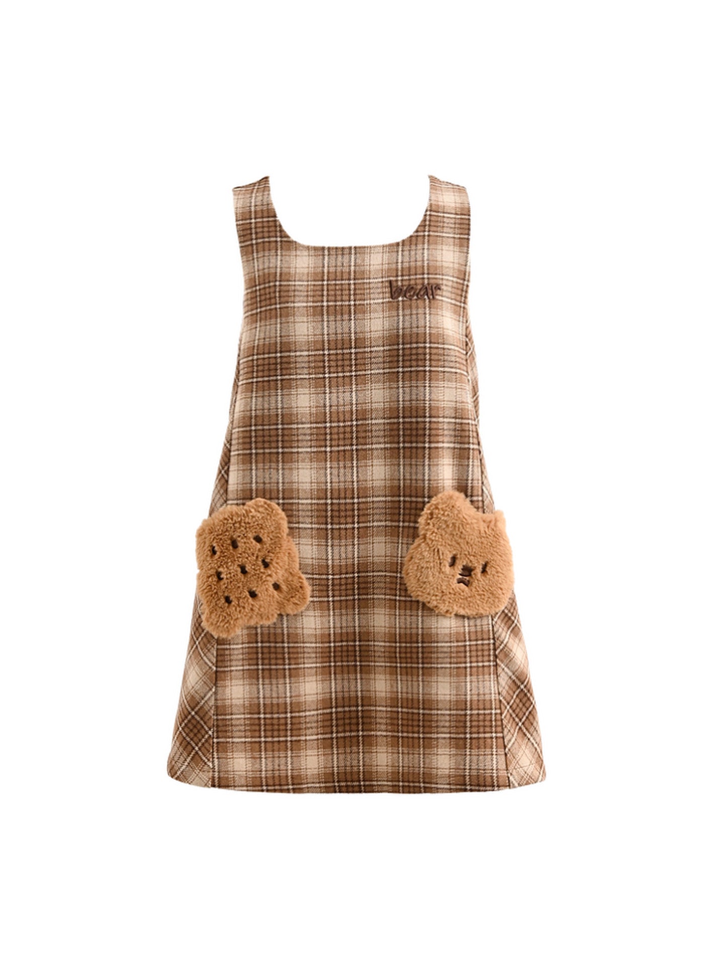 Cookie Bear Plaid Dress-Dresses-ntbhshop
