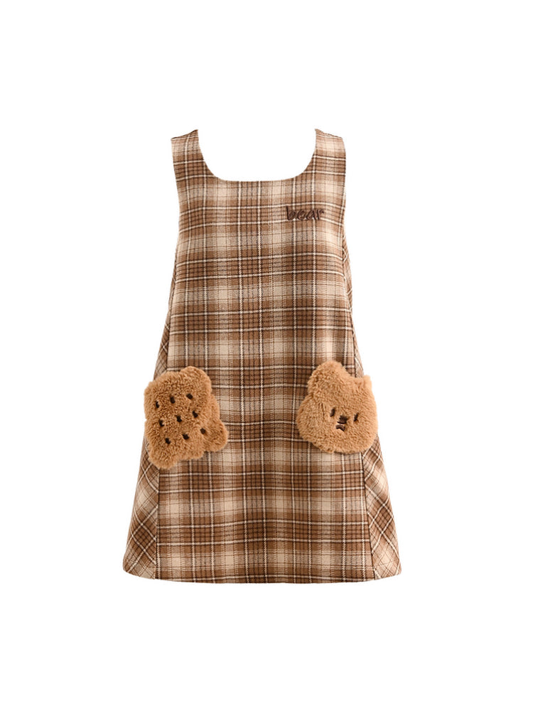 Cookie Bear Plaid Dress-Dresses-ntbhshop