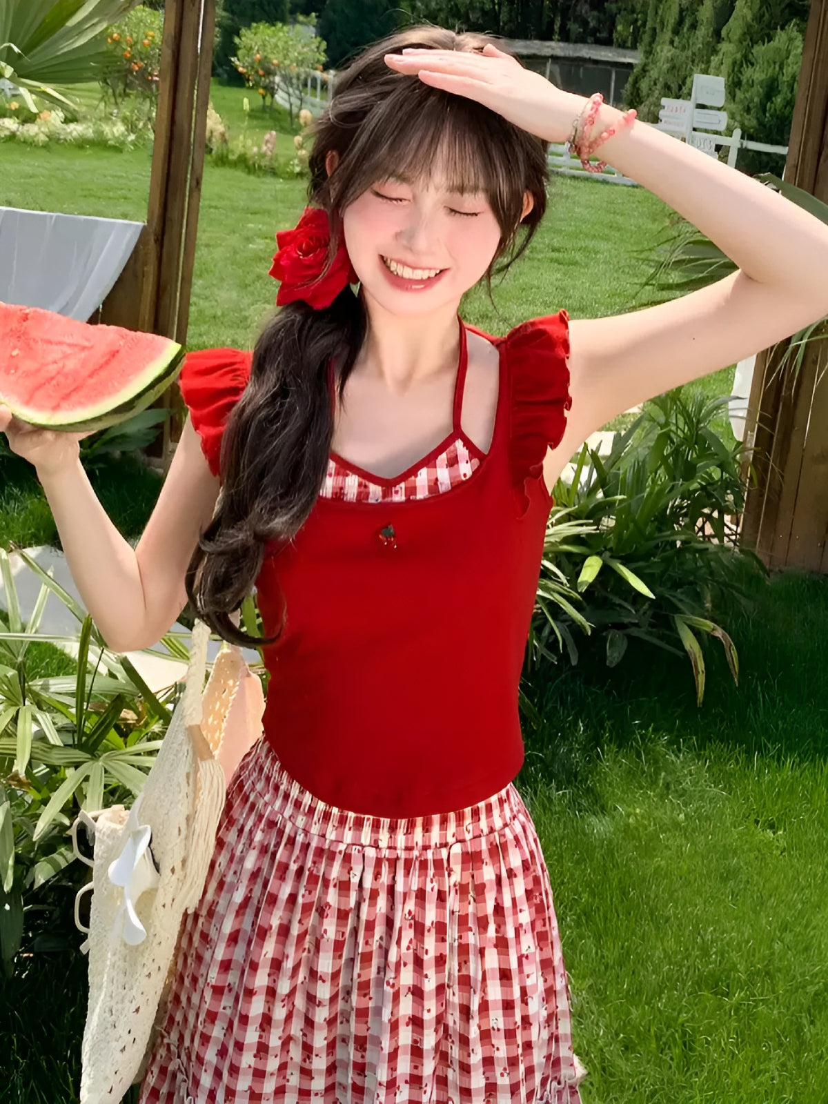 Cherry Picnic Ruffle Top-Tops-ntbhshop