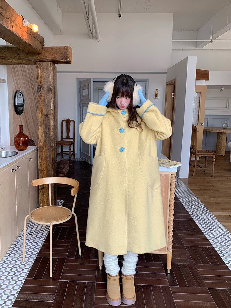 Cheese Trap Dopamine Trim Woolen Coat-ntbhshop