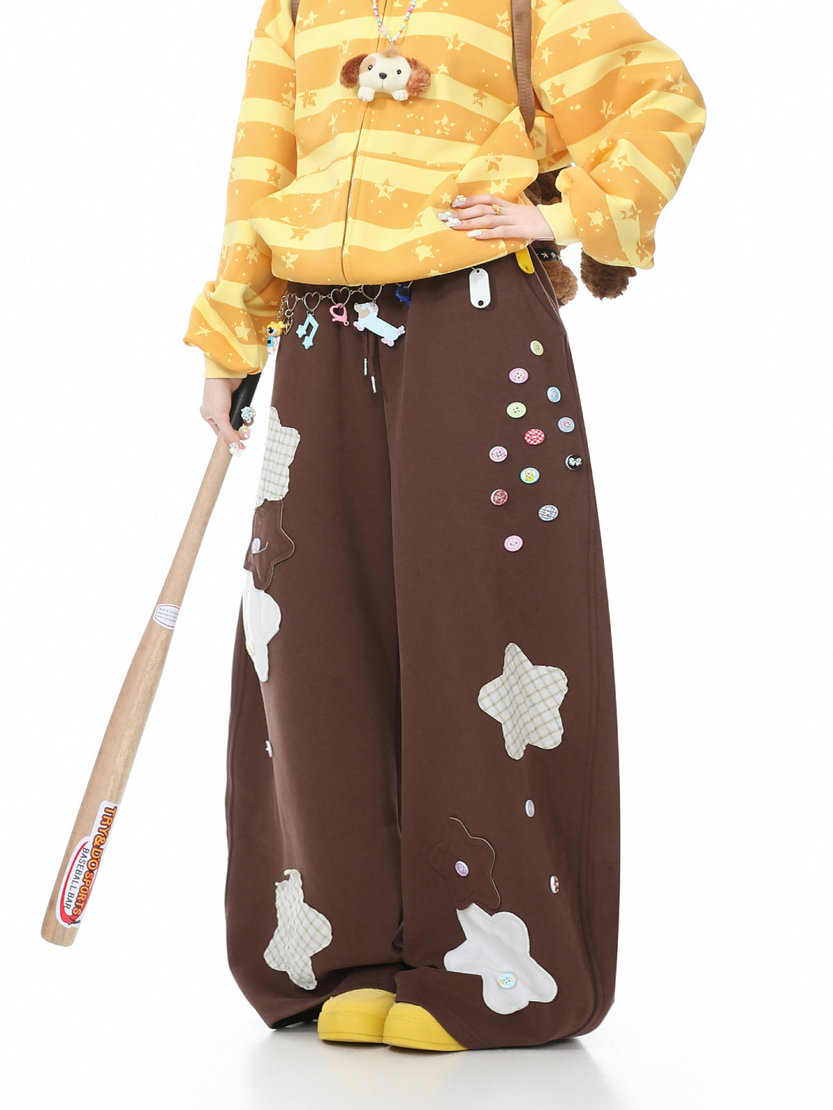 Whimsy Button Patch Pants-Bottoms-ntbhshop