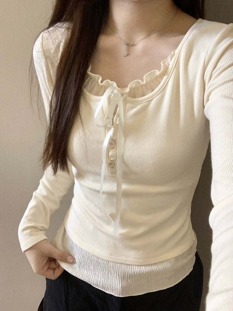 Soft Girl Frill Long Sleeve Tops-ntbhshop