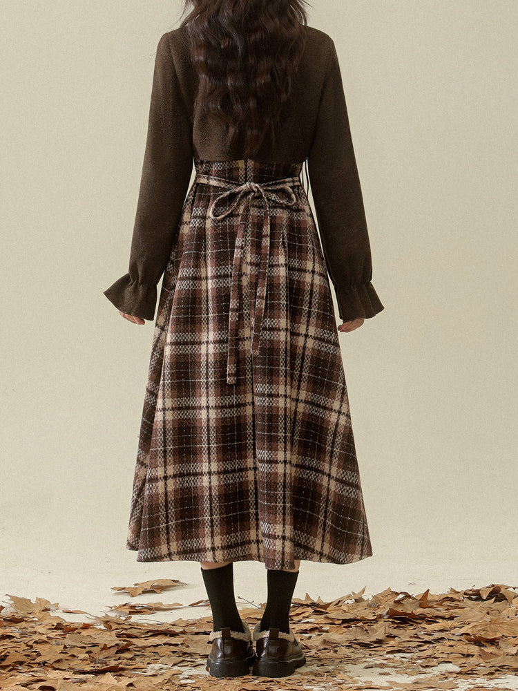 Hazelnut Afternoon Plaid Dress-Dresses-ntbhshop