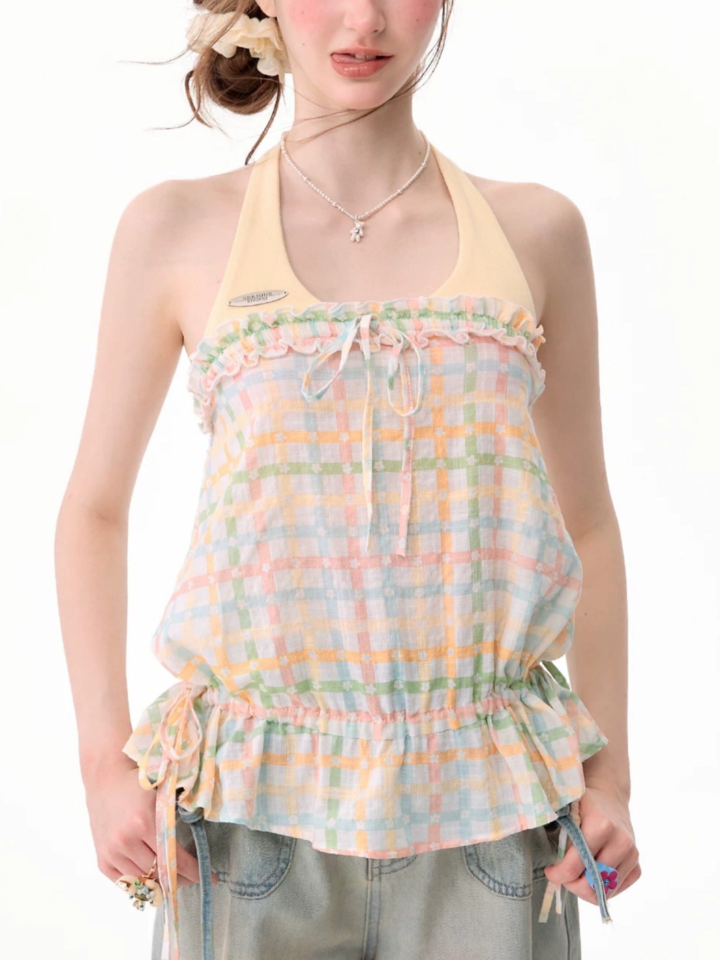 Peach Soda Plaid Top-Tops-ntbhshop