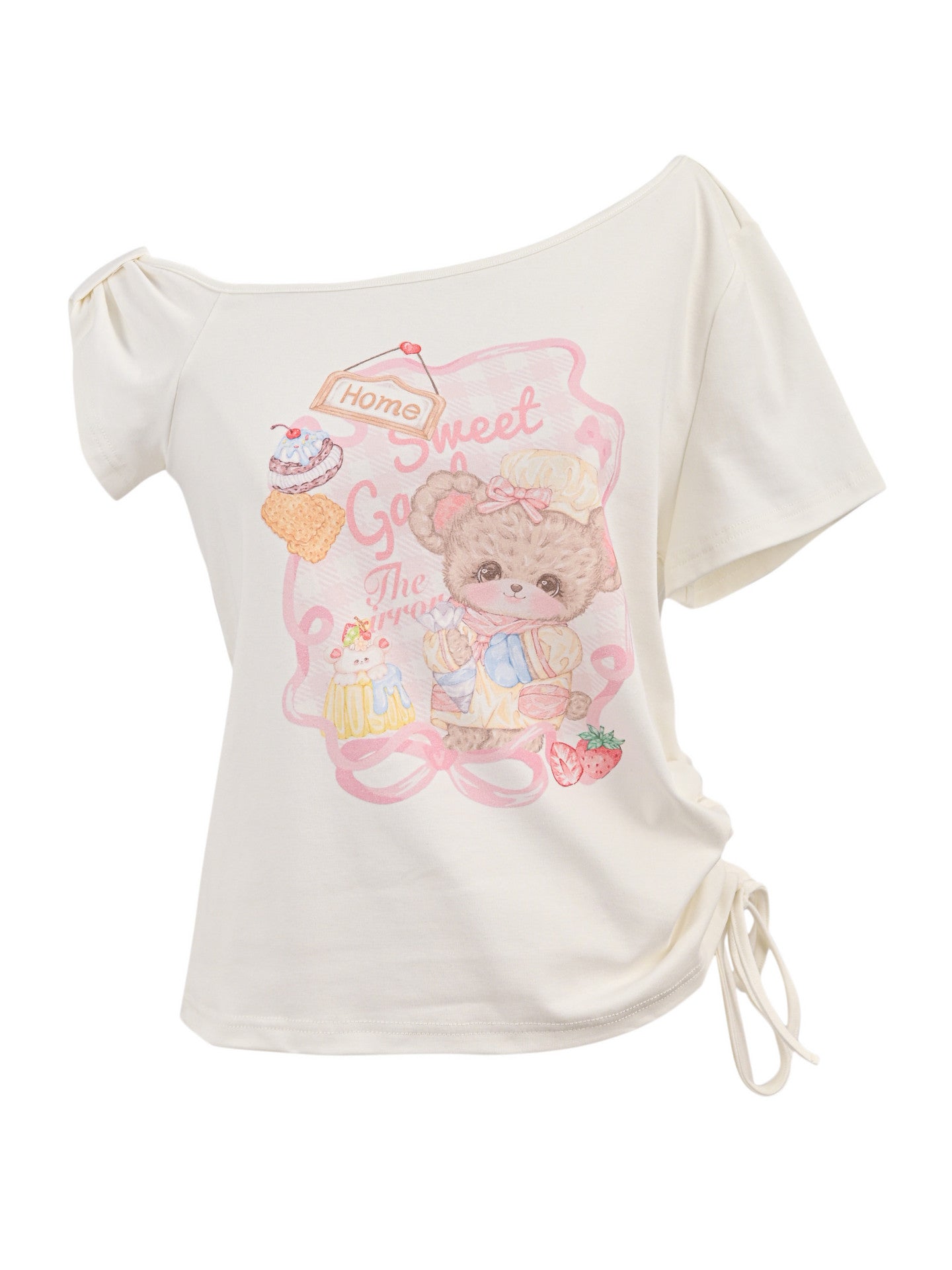 Bakery Bear Off-Shoulder Tee-Tops-ntbhshop