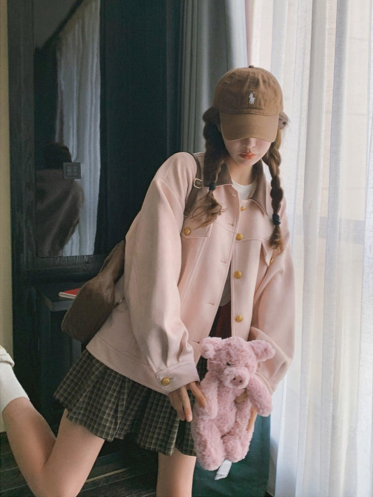 Rosy Path Suede Crop Jacket-ntbhshop