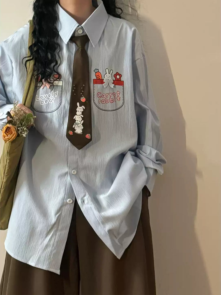 Carrot Bunny Tie Shirts-Tops-ntbhshop