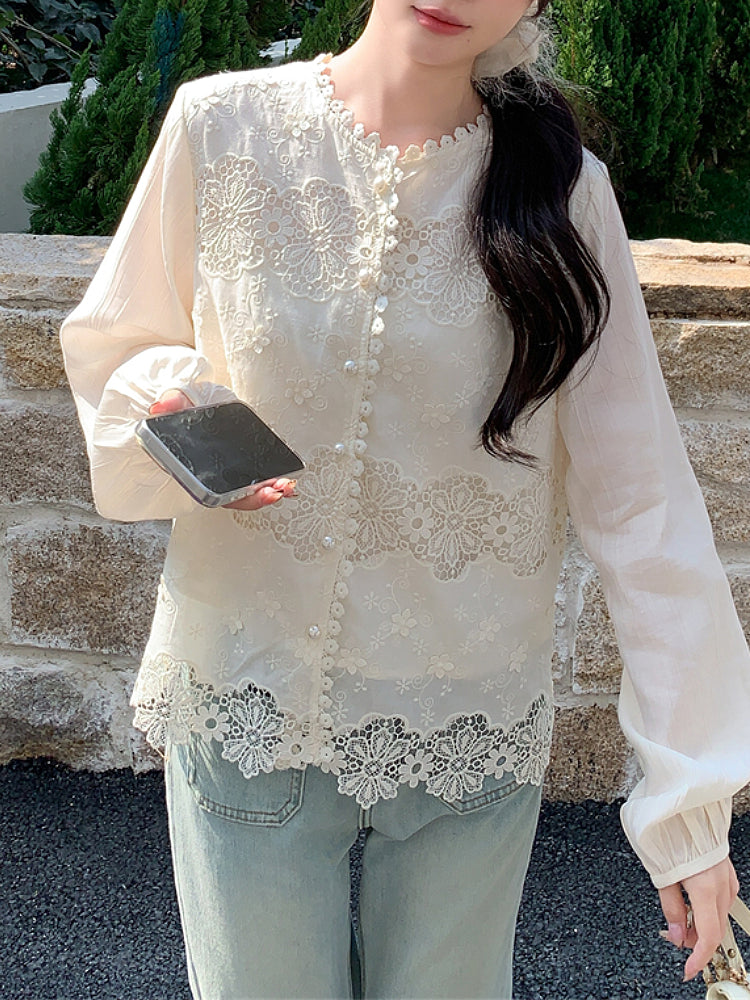 Pearl Garden Lace Blouse-ntbhshop