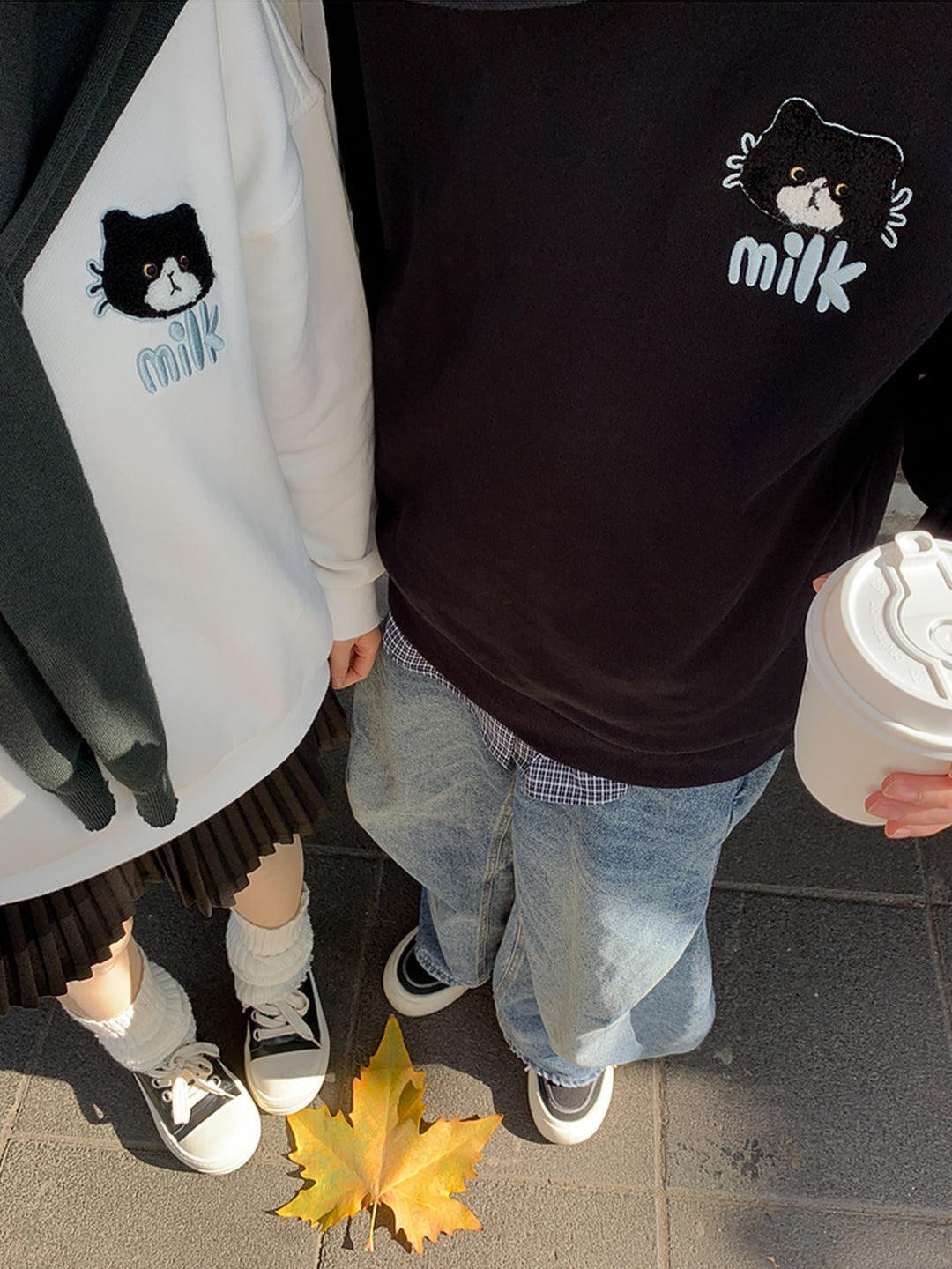 Milk Cat Unisex Fleece Sweatshirts-Tops-ntbhshop
