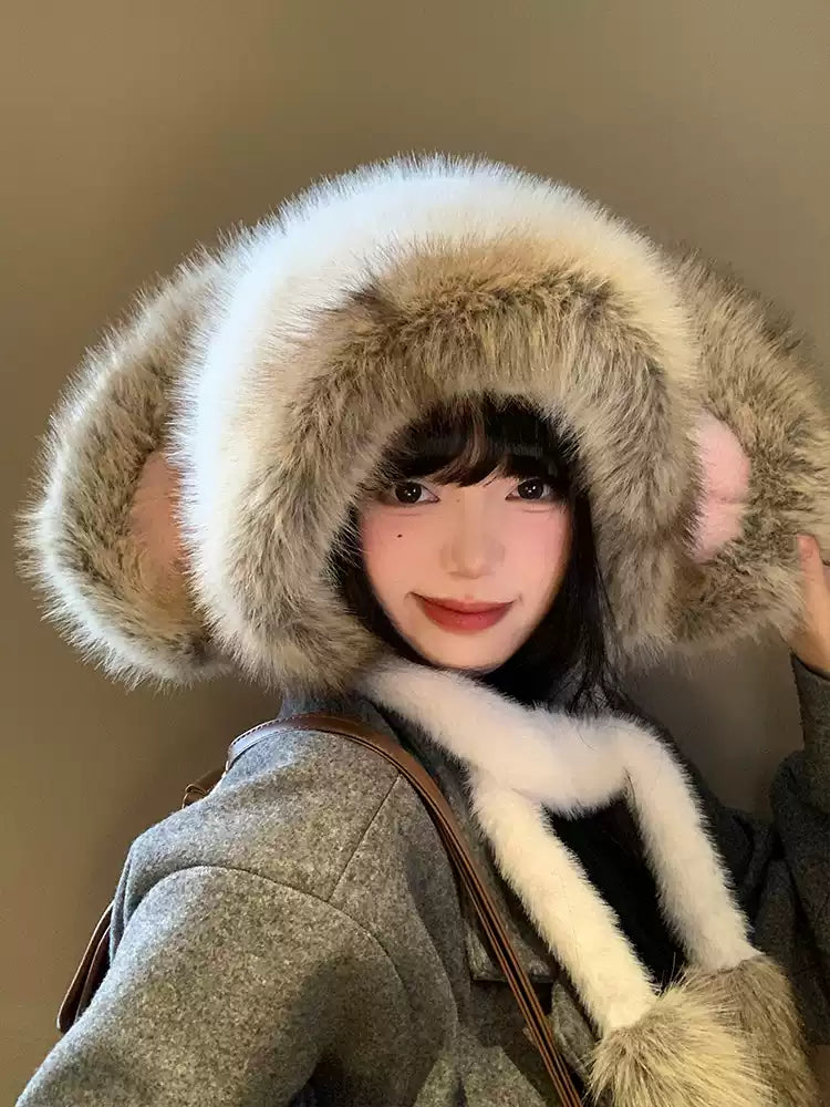 Arctic Bunny Guardian Faux Fur Hood-ntbhshop