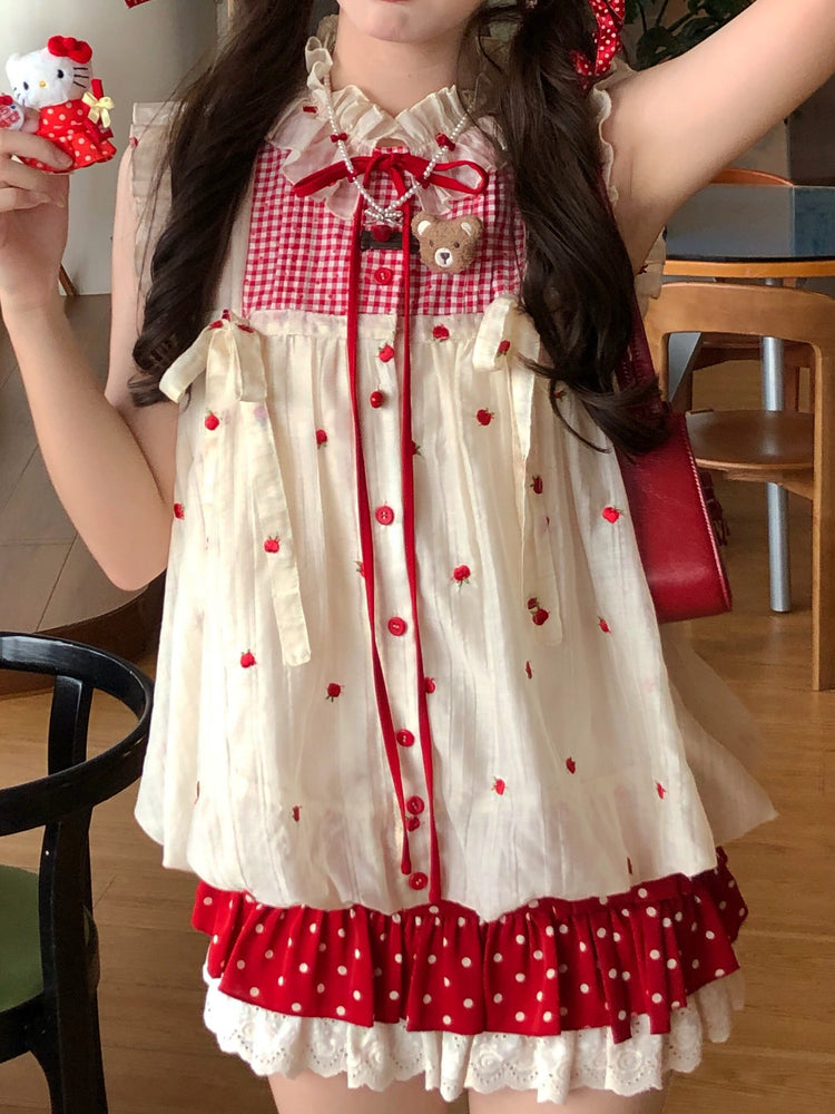 Dot Souffle Bubble Blouses-Tops-ntbhshop