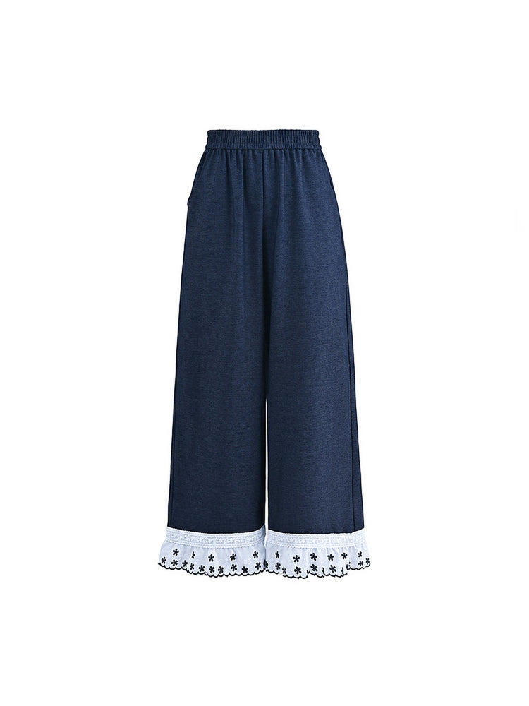 Midnight Petal Hem Pants-Bottoms-ntbhshop
