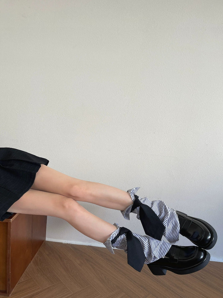 Striped Tie Collar Leg Sleeves-ntbhshop