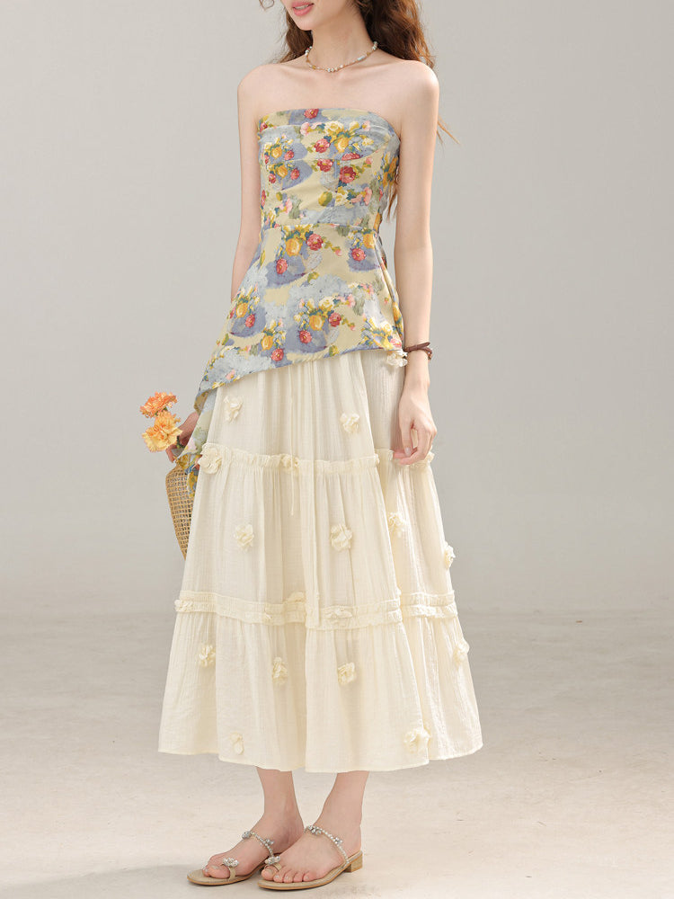 Sunlit Garden Bandeau Top & Maxi Skirt-Sets-ntbhshop