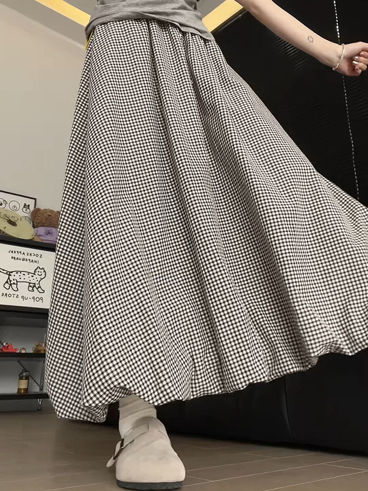 Ivy Bloom Plaid Bubble Maxi Skirt-ntbhshop