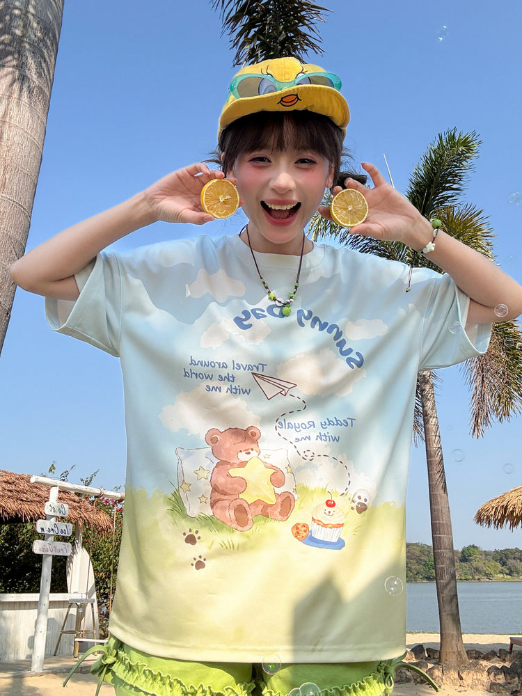 Sunny Day Bear Tee-Tops-ntbhshop
