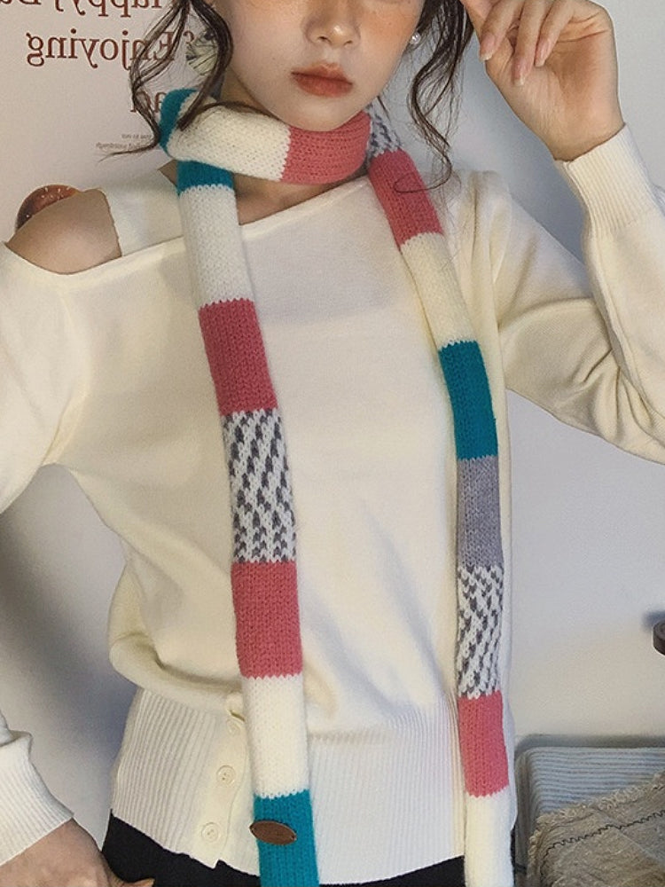 Library Afternoon Patch Knit Wraps-ntbhshop