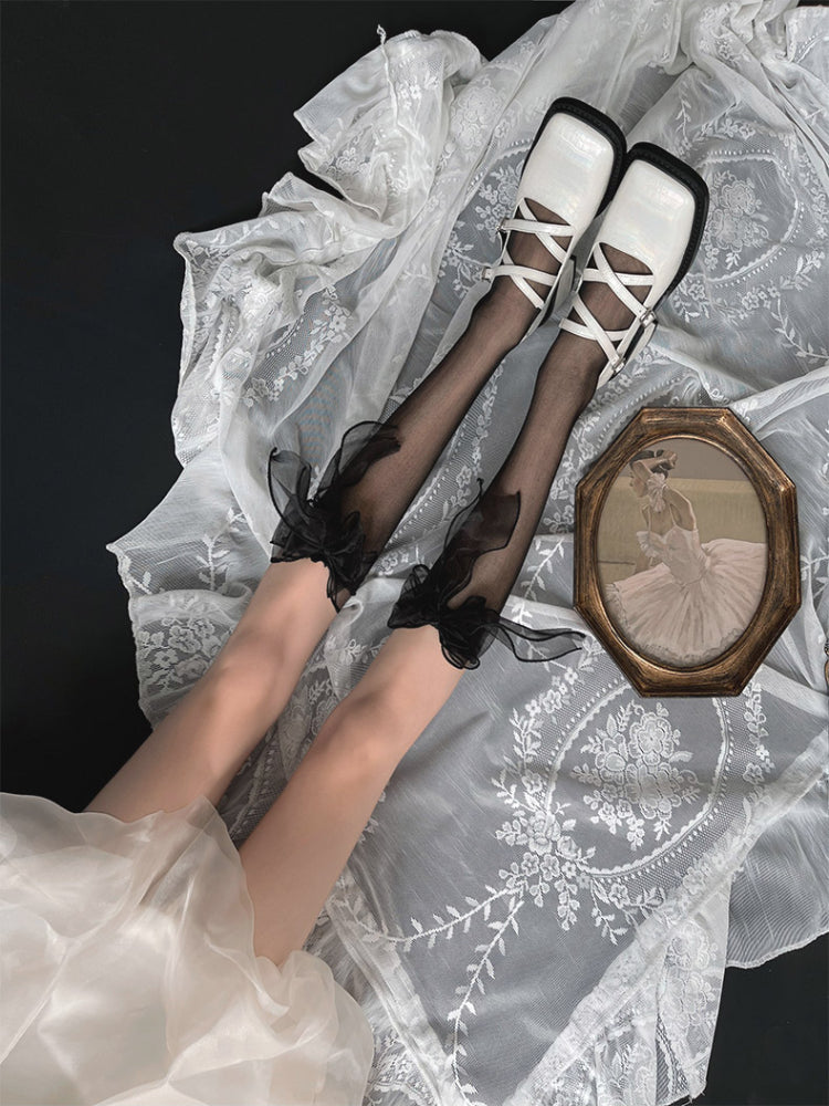 Sugarveil Bow Sheer Knee Socks-ntbhshop