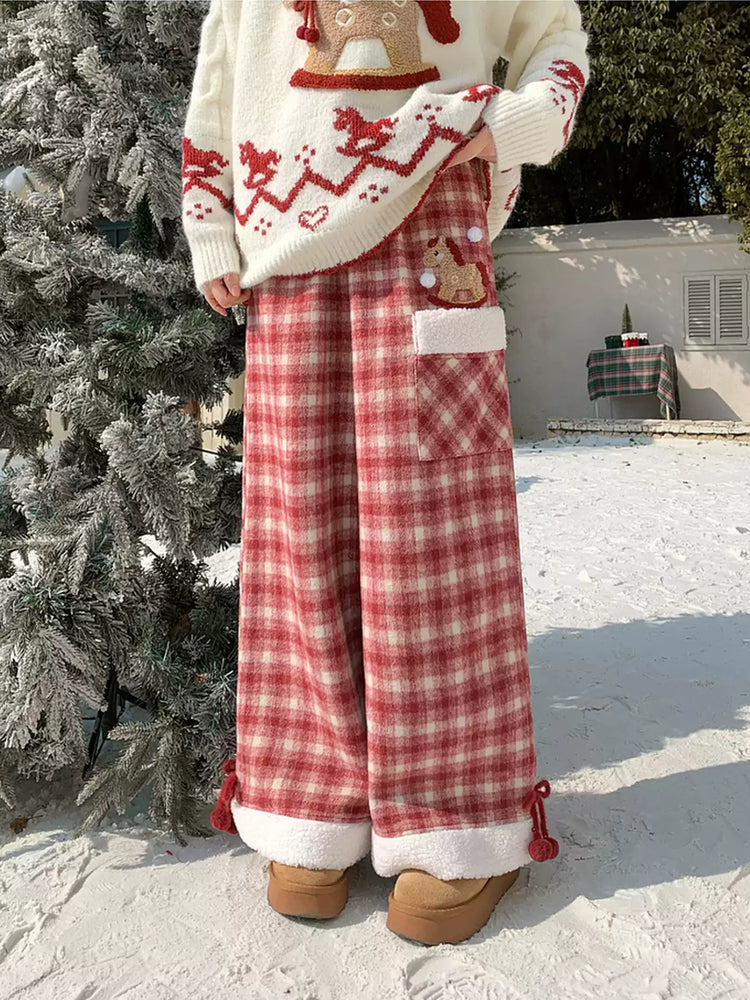 Rocking Pony Plaid Straight Pants-Bottoms-ntbhshop
