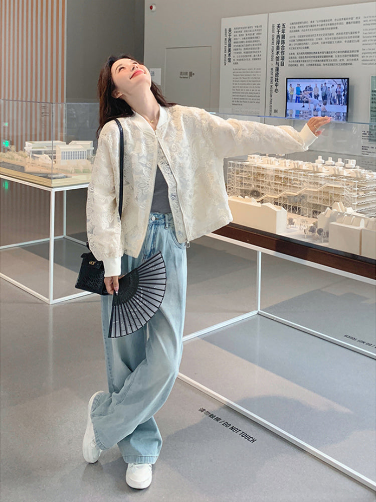 Cloud Lace Crop Bomber-ntbhshop