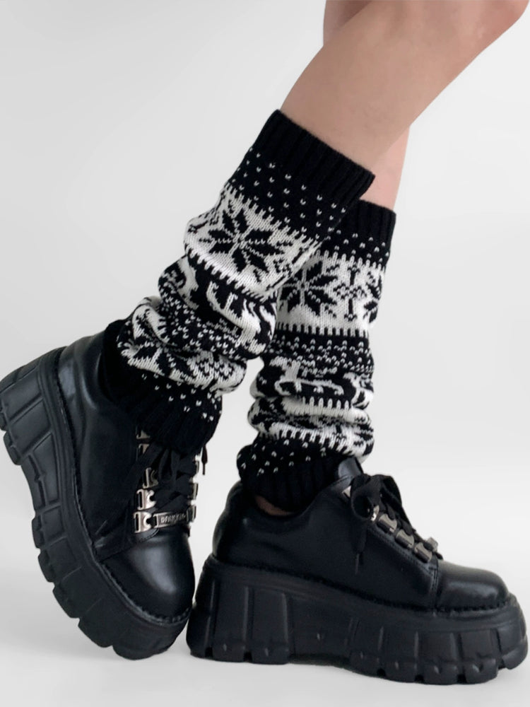 Snowflake Nordic Knit Leg Warmers-ntbhshop
