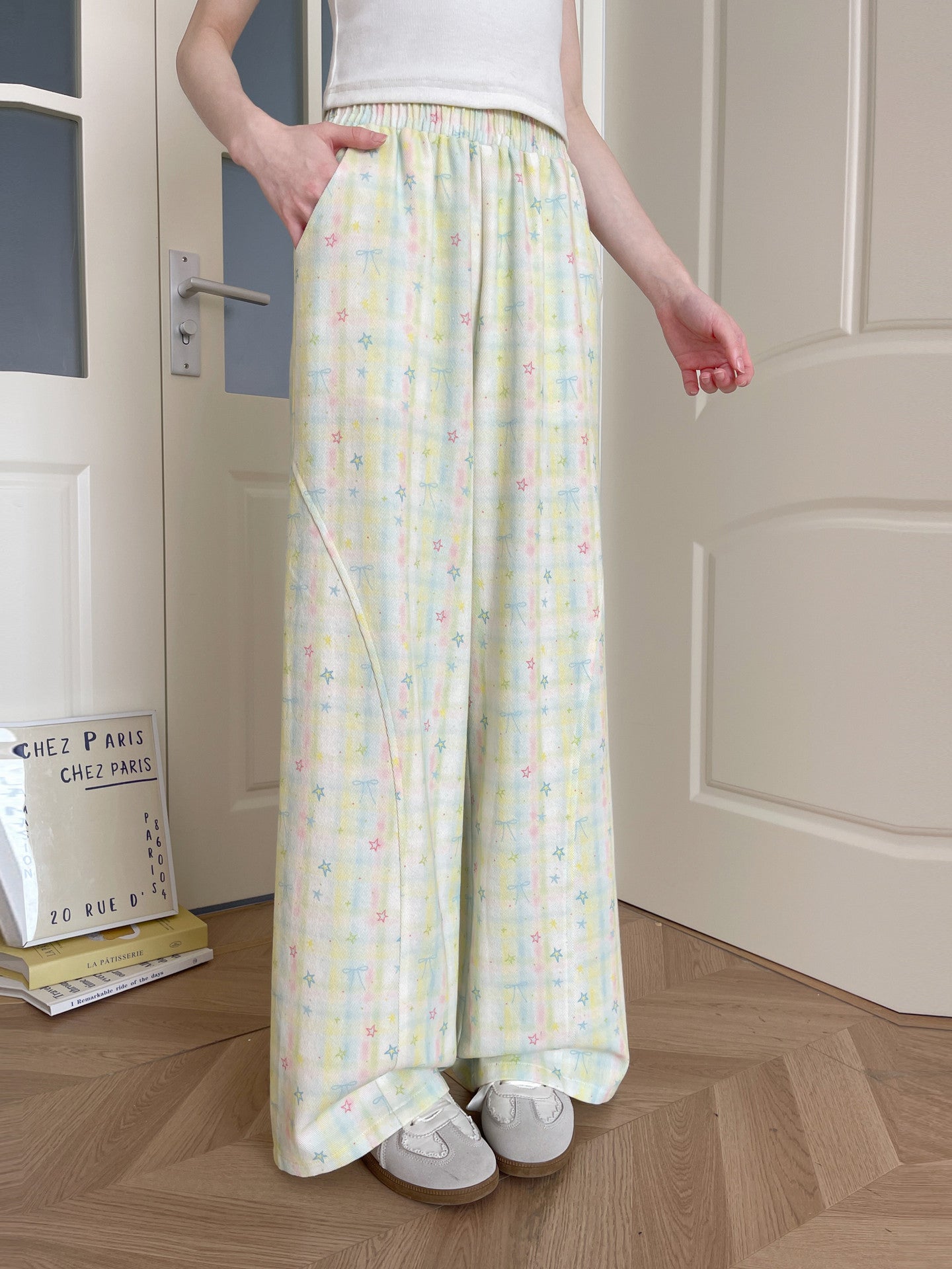 Star Sprinkle Wide Leg Pants-Bottoms-ntbhshop