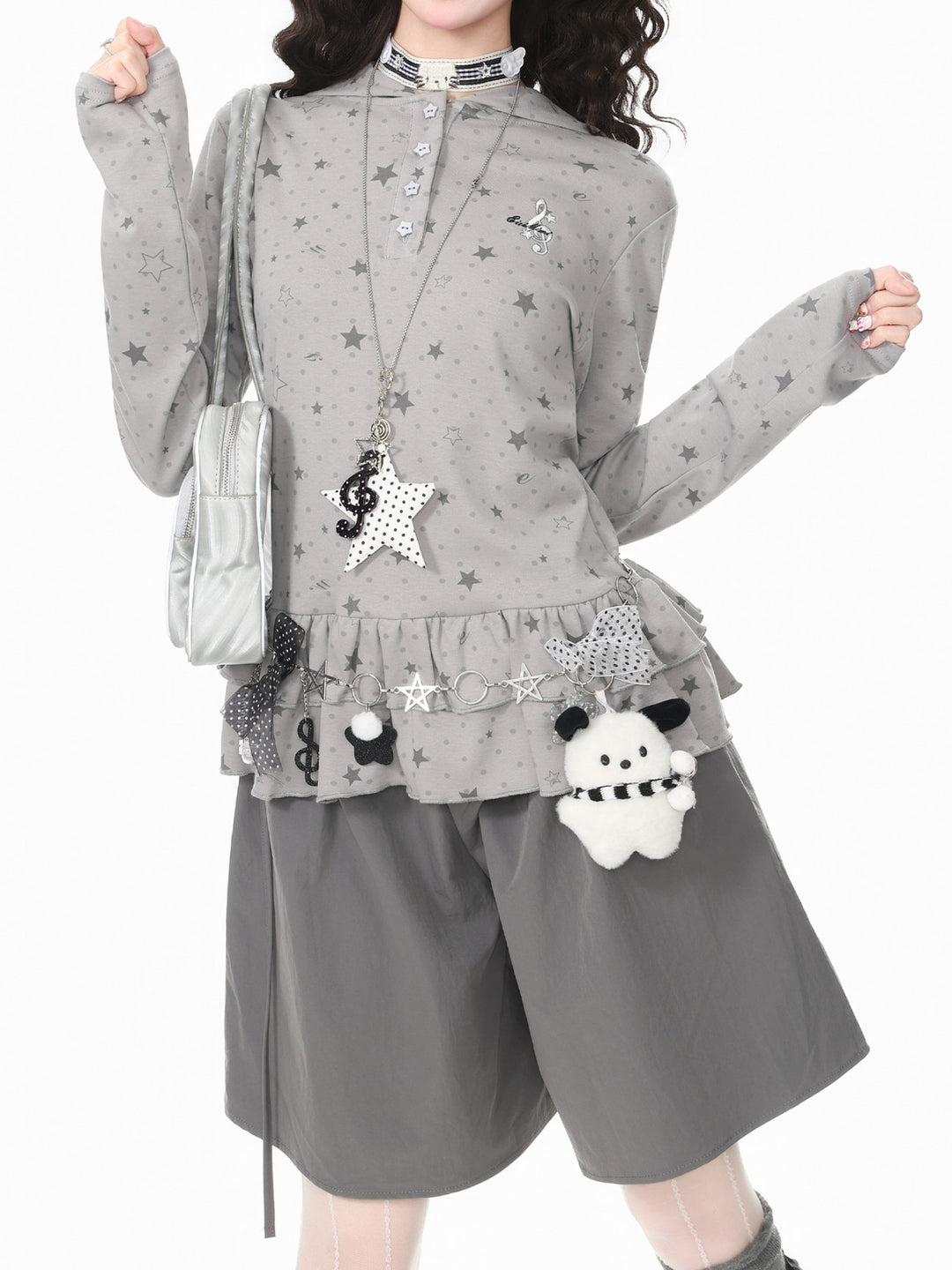 Starlit Dots Peplum Hoodies-Outerwear-ntbhshop