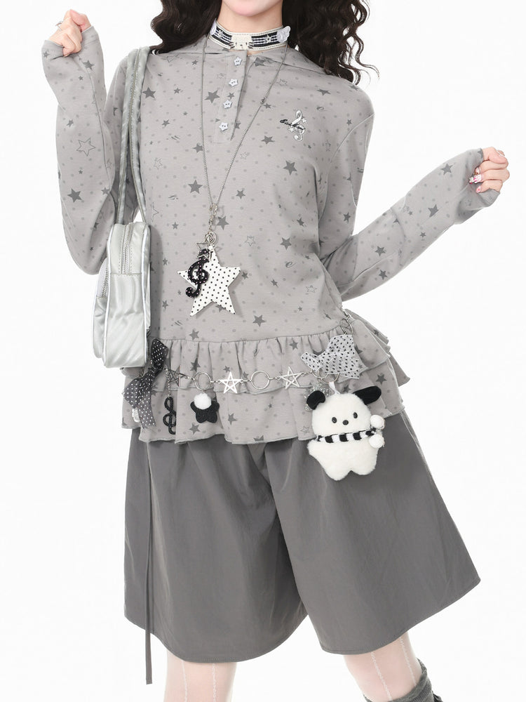 Starlit Dots Peplum Hoodies-Outerwear-ntbhshop