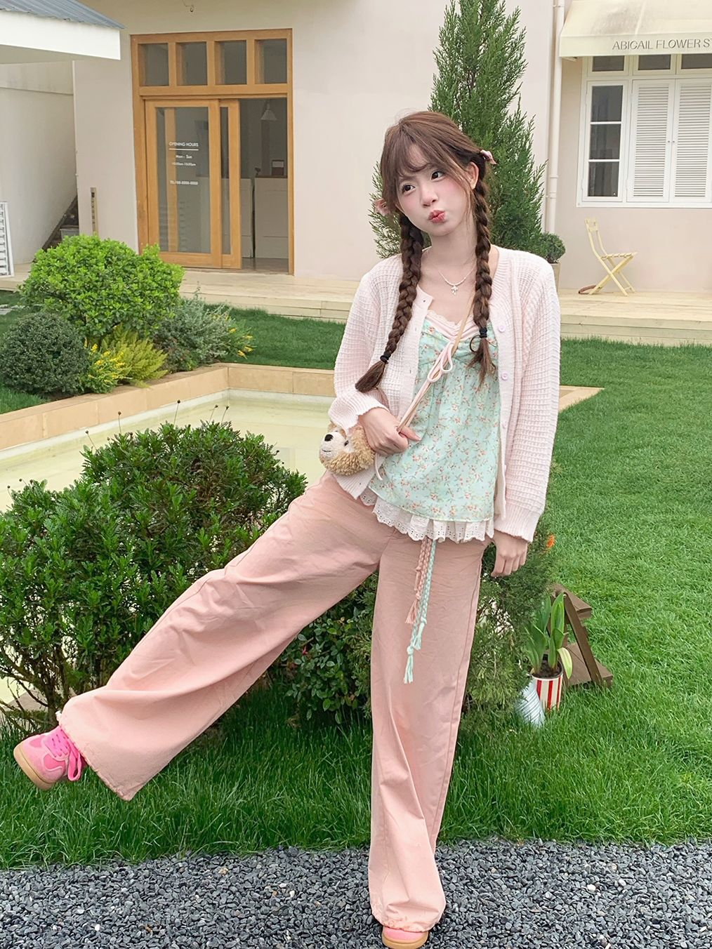 Guava Daydreams Cardigan, Camisole & Pants-Sets-ntbhshop