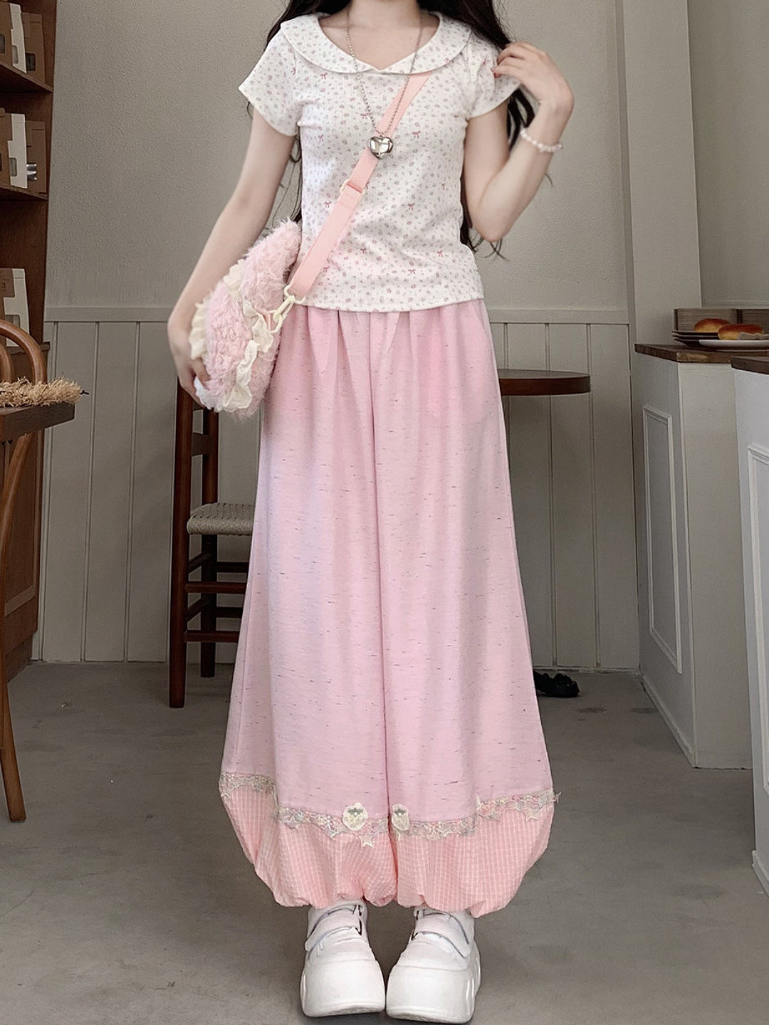 Ribbon Bloom Doll Collar Tee-Tops-ntbhshop