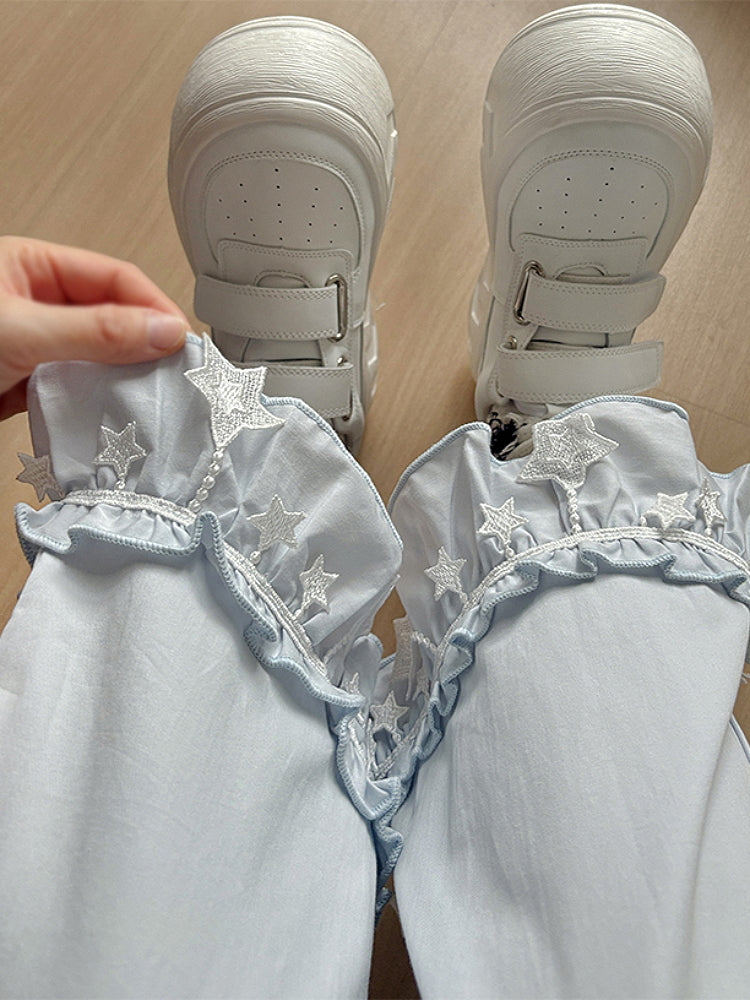Starwish Lace Trim Ruffle Pants-ntbhshop