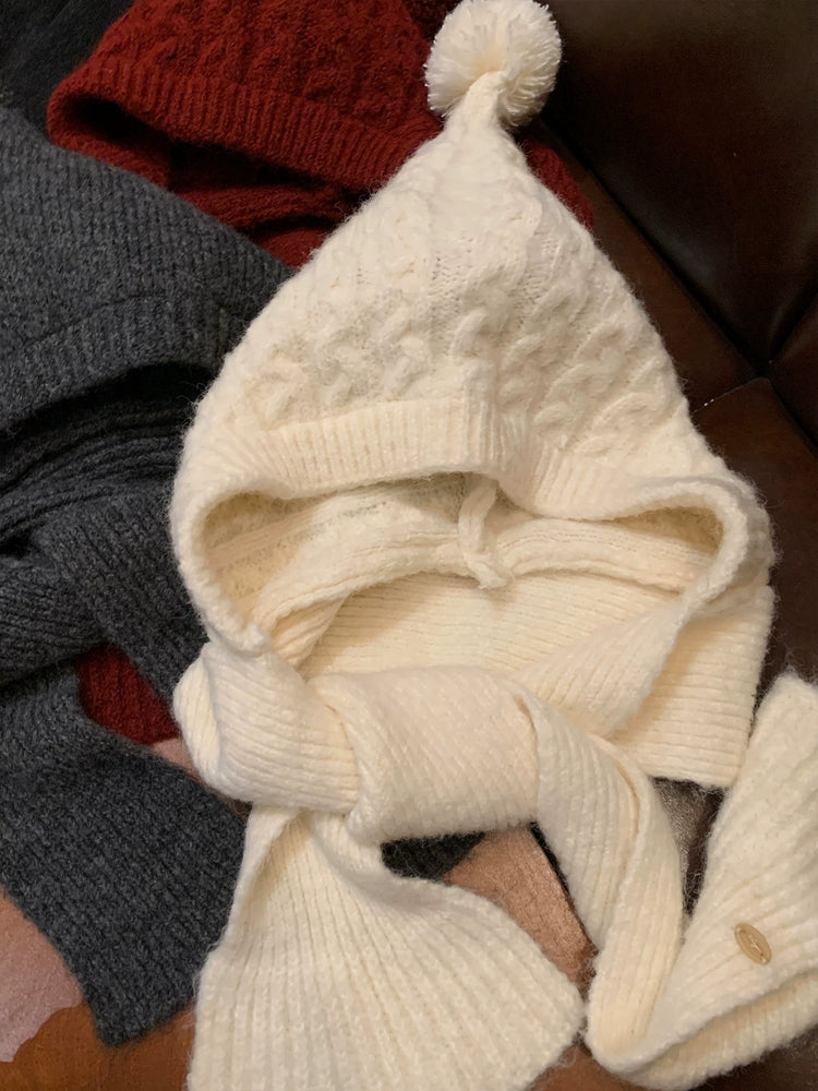 Snow Spirit Pom Pom Hood Scarf-ntbhshop