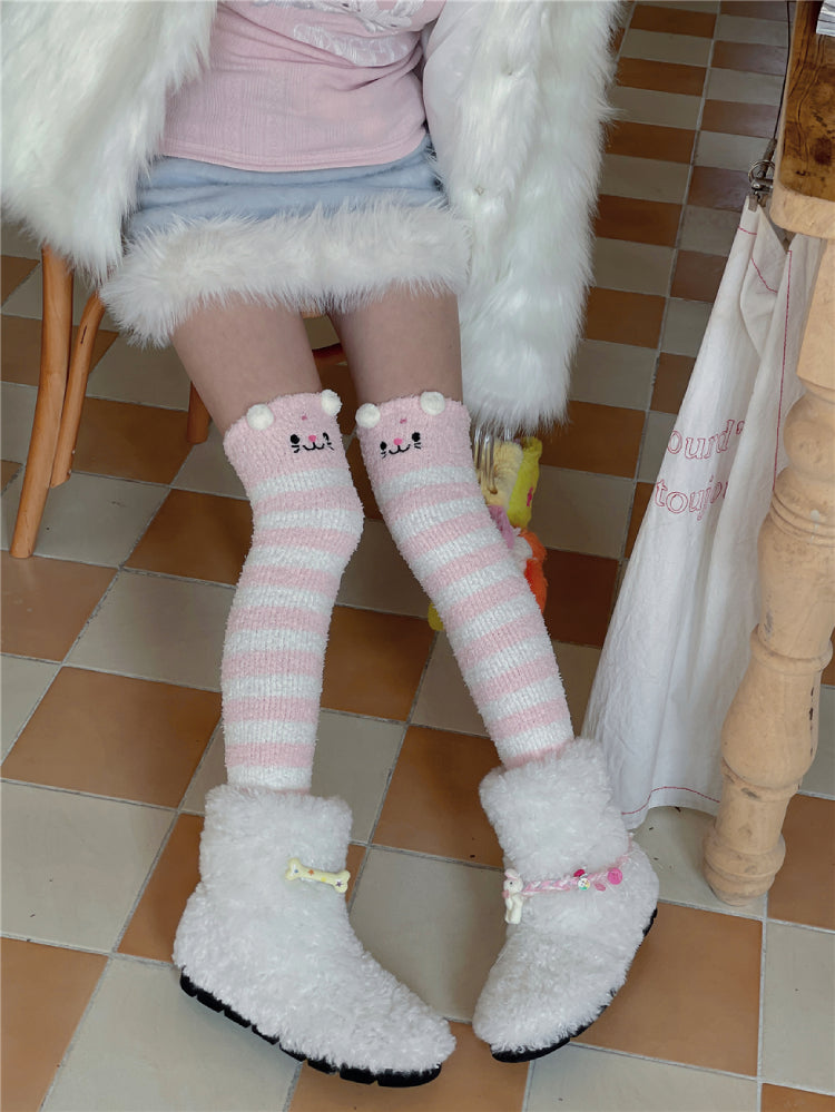 Snow Angel Wing Fluff Leg Warmers-ntbhshop