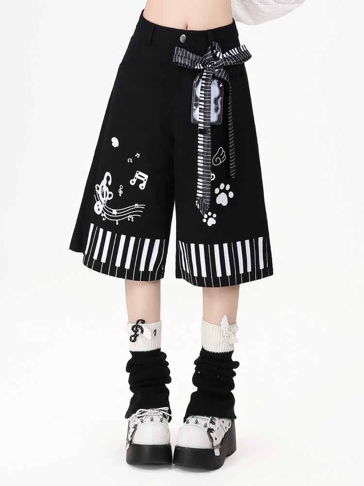 Piano Paws Culotte Shorts-Bottoms-ntbhshop