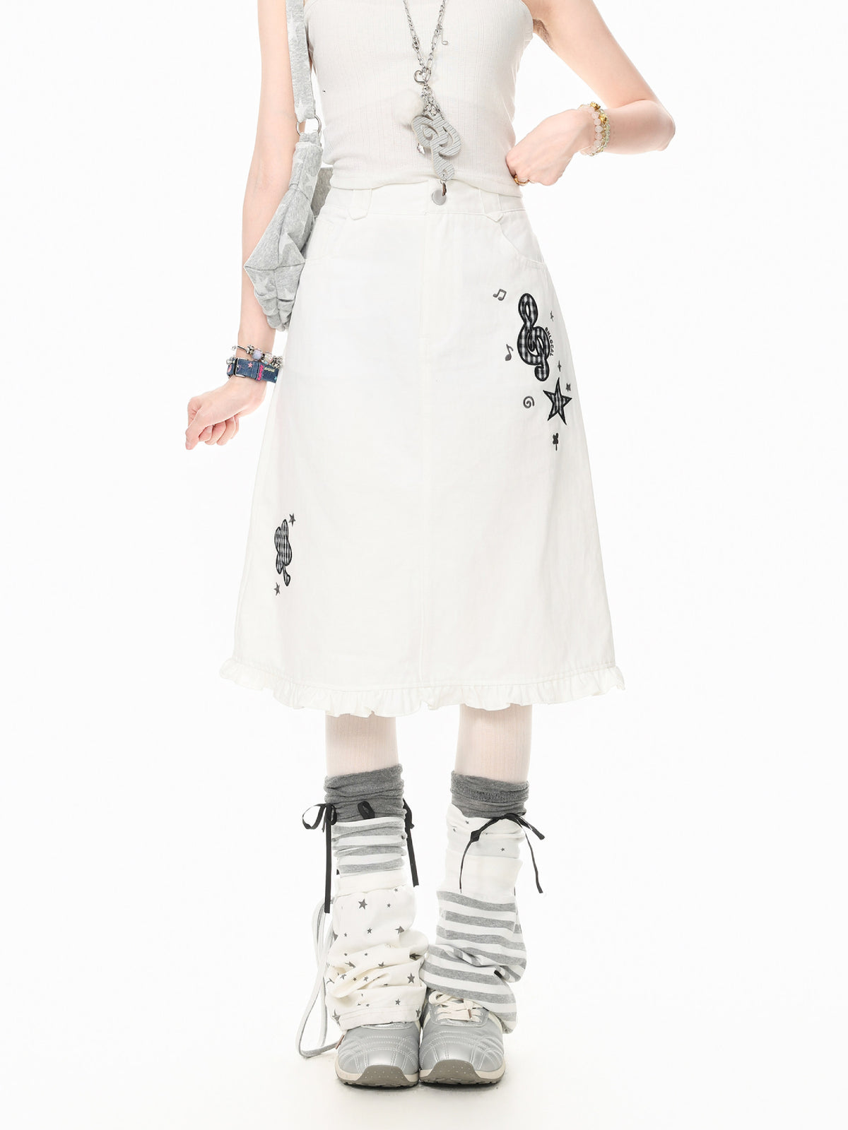 Whimsy Melody Cotton Midi Skirts-Bottoms-ntbhshop
