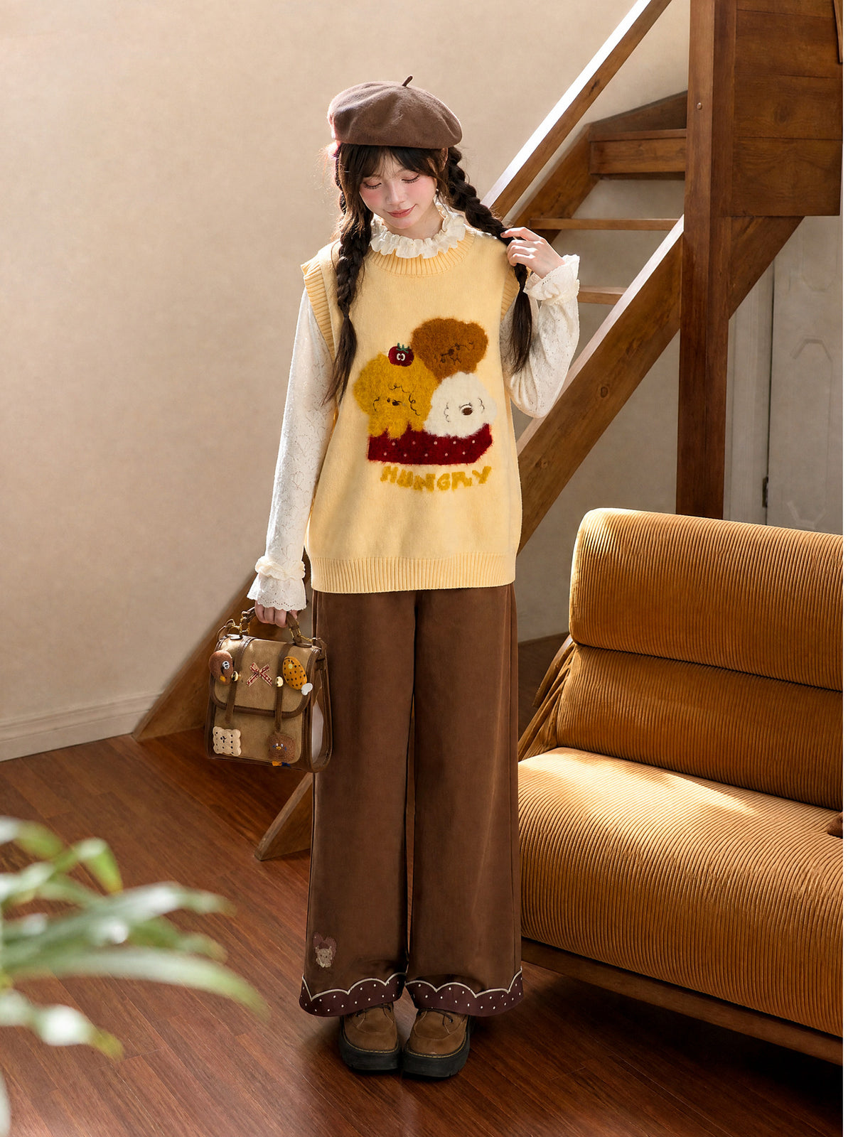 Cocoa Bear Cotton Pants-Bottoms-ntbhshop