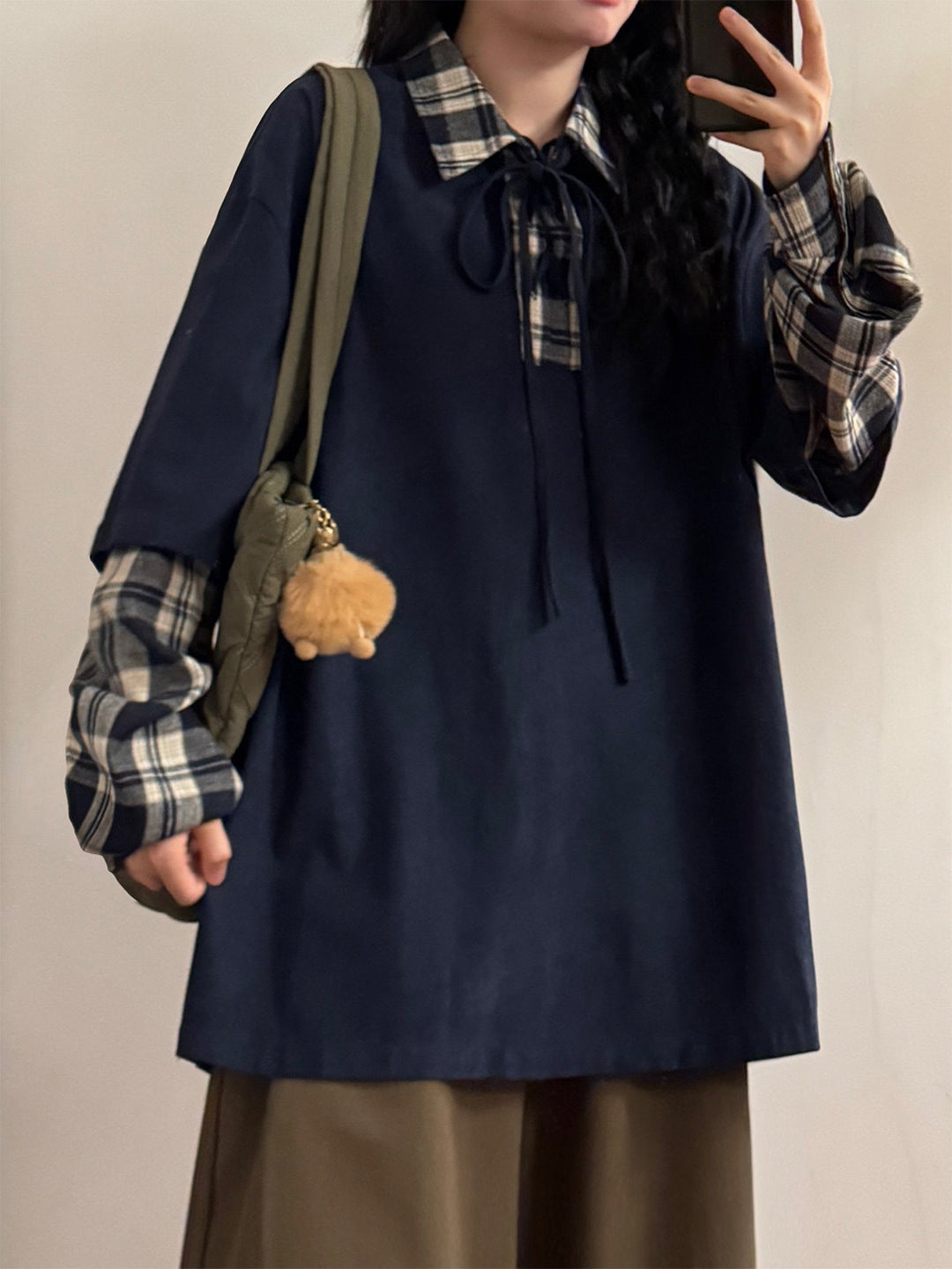 Plaid Sketch Layer Sweatshirts-Tops-ntbhshop