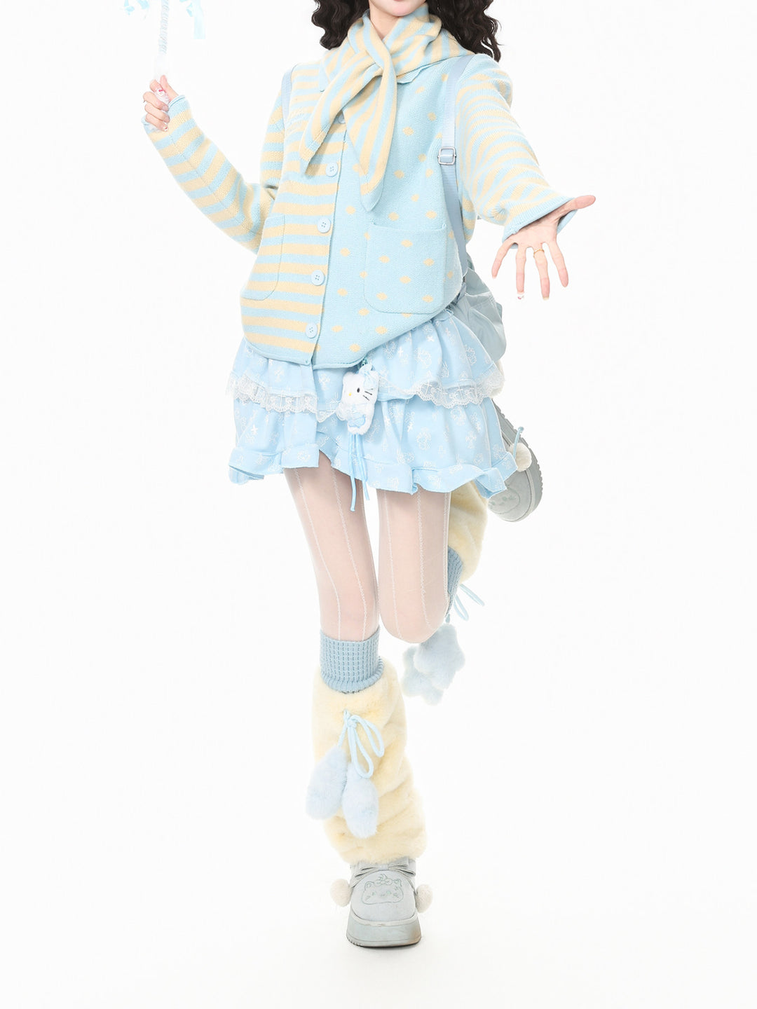 Candy Stripe Scarf Cardigans-Outerwear-ntbhshop
