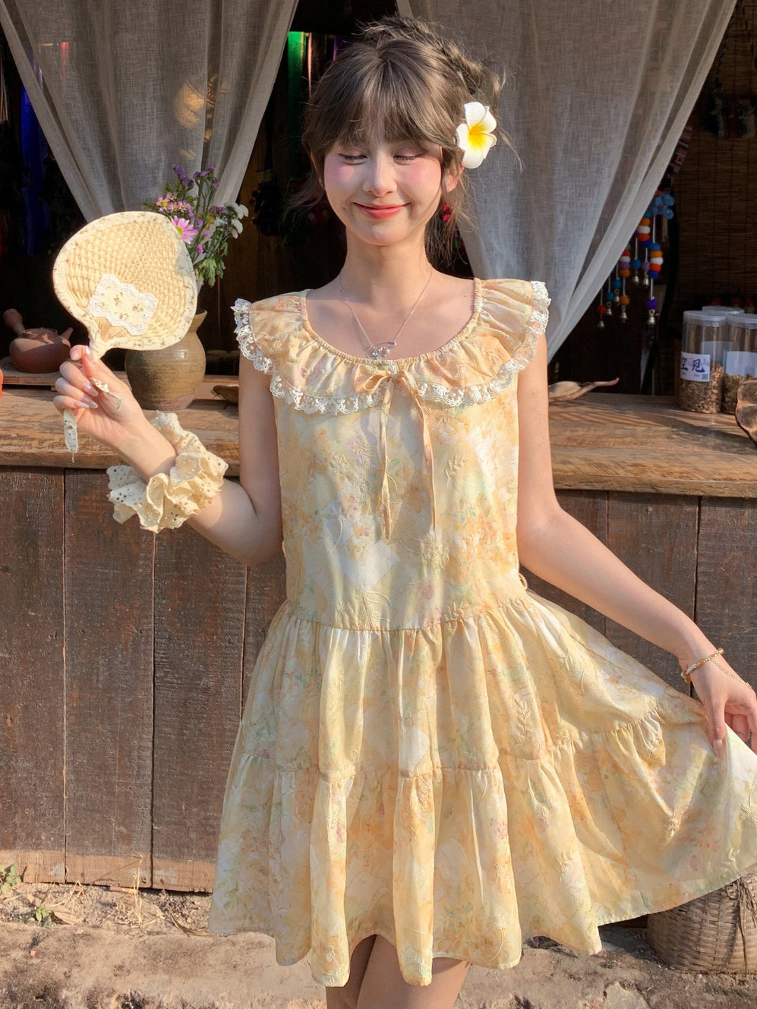 Sunlit Garden Ruffle Dress-Dresses-ntbhshop