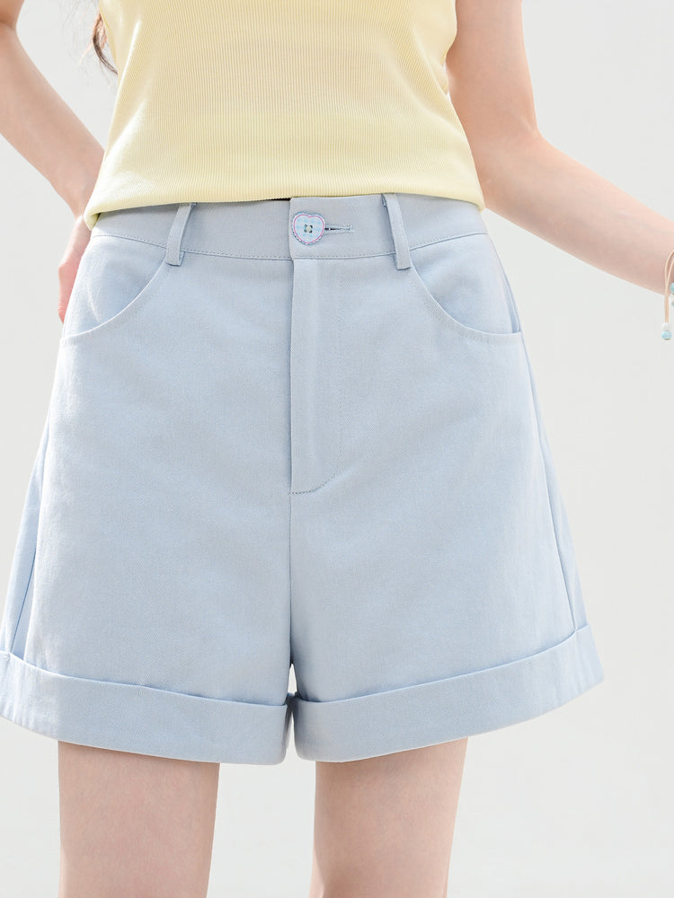 Cloud Cotton Button Shorts-Bottoms-ntbhshop