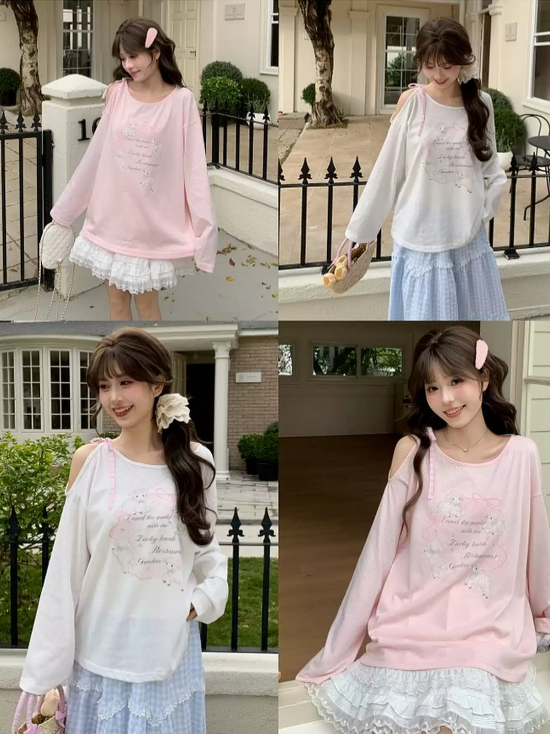 Soft Lamb Off Shoulder Tees-Tops-ntbhshop
