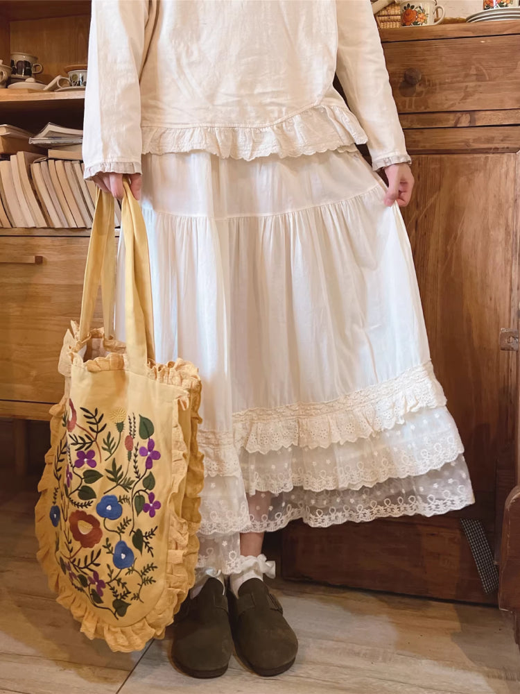 Cloud Veil Cotton Midi Skirts-ntbhshop