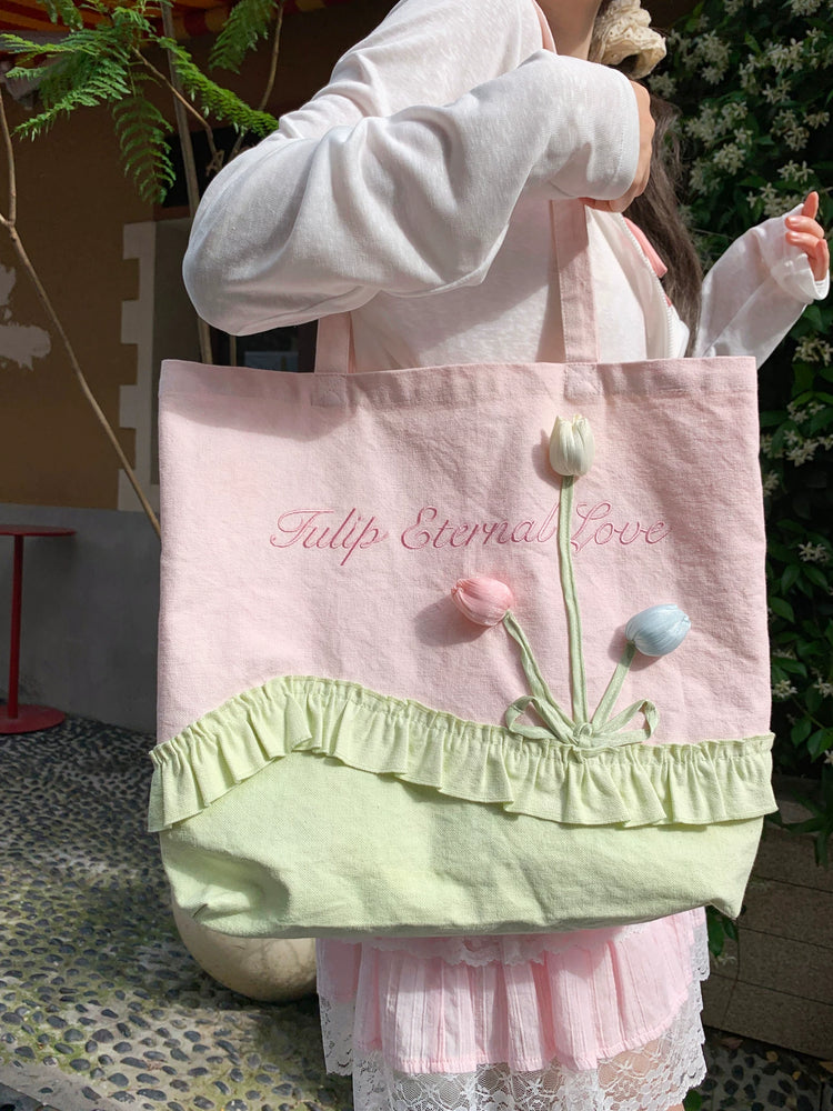 Tulip Bloom Canvas Tote-Accessories-ntbhshop