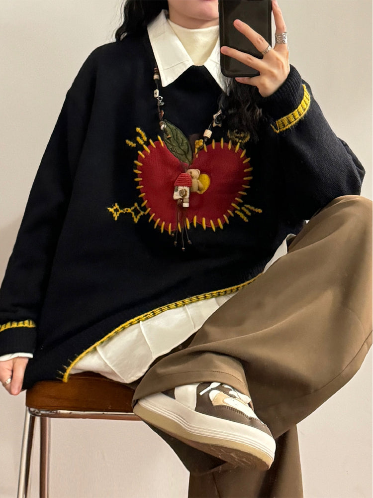 Apple Cider Glow Apple Knit Sweaters-ntbhshop