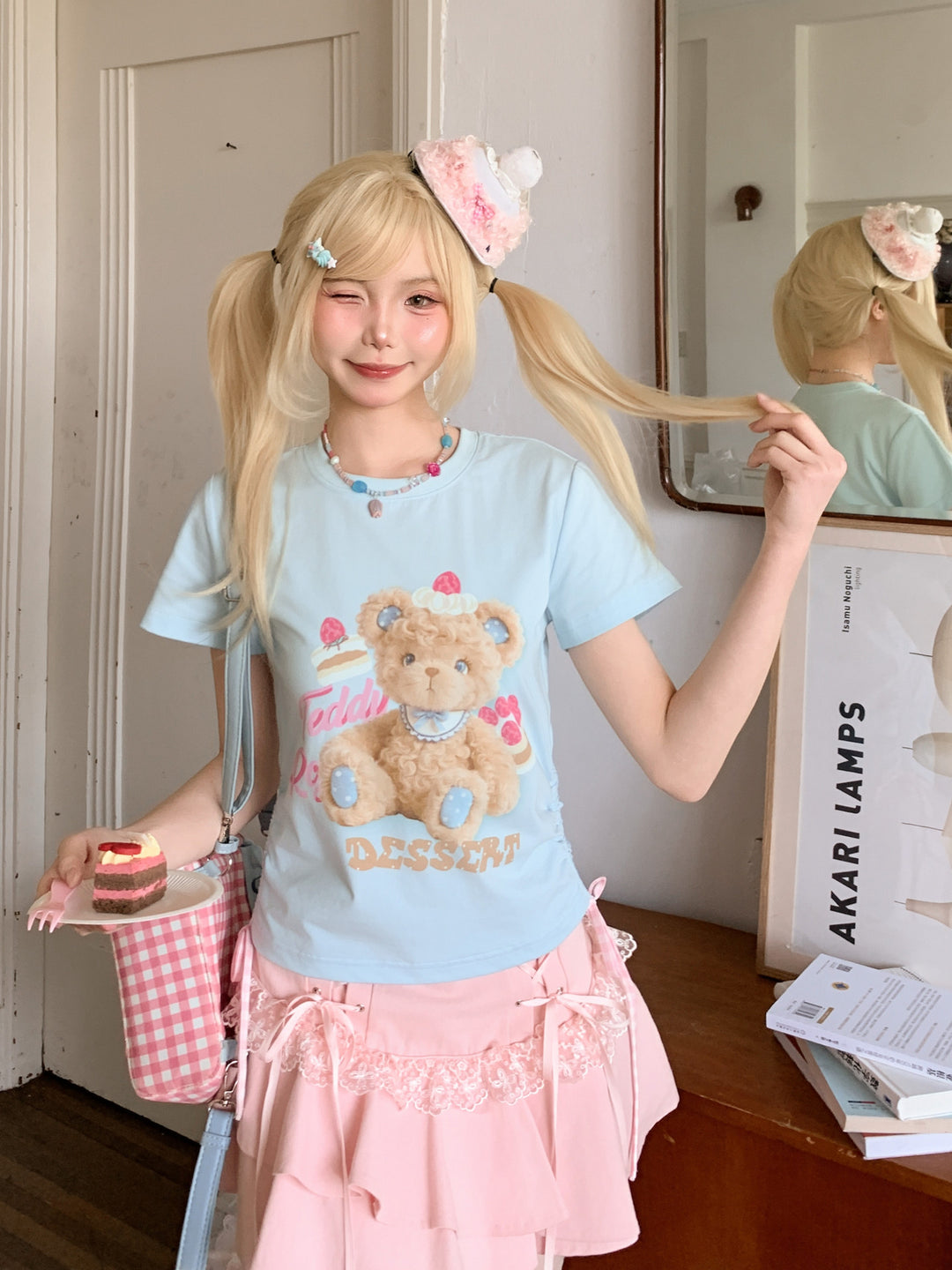 Berry Teddy Drawstring Tee-Tops-ntbhshop