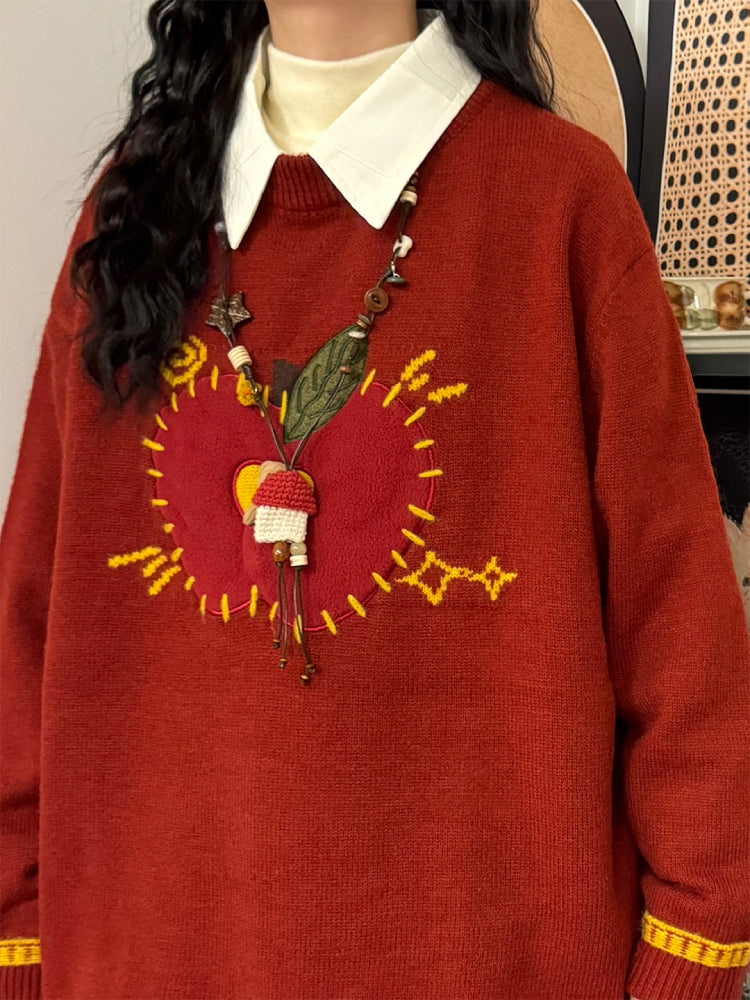 Apple Cider Glow Apple Knit Sweaters-ntbhshop